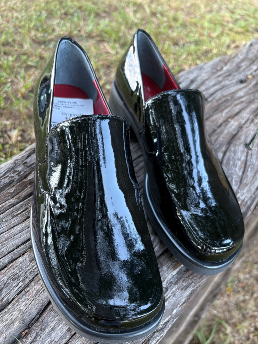 Franco Sarto Black Patent Leather Slip-On Loafers